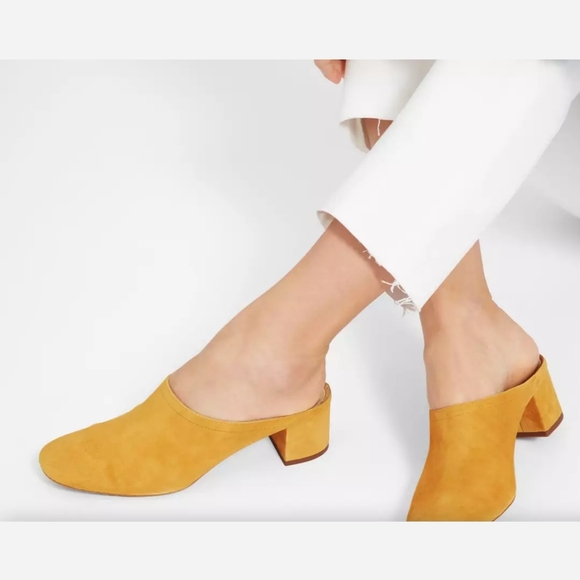 Everlane The Day Heel Mule Slip On Shoes Yellow Suede Size 8.5 - Picture 2 of 15